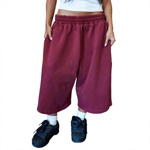 Pantalones Cortos Deportivos Largos 3/4 para Hombre, con Logotipo Personalizado, Lavado Ácido, 100% Algodón, Estampado Vintage Desgastado, Talla Grande, Estilo Holgado - Product Image 1