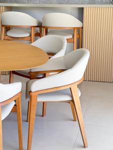 Mesa de Comedor Moderna de Madera de Teca con 8 Sillas de Estilo Escandinavo para Comedor de Villa y Hotel - Product Image 4