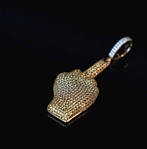 Collier pendentif doigt d'honneur plaqué or avec strass et zircon, bijoux hip-hop, chaîne statement pour soirée - Product Image 2
