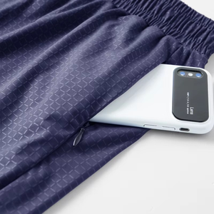 Pantalones Cortos Deportivos de Pana con Textura a Cuadros para Hombre, de Secado Rápido, 100% Algodón, Transpirables, con Logotipo Personalizado - Product Image 2