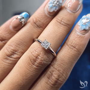 Anillo de Compromiso con Diamante Cultivado en Laboratorio, Corte Princesa, 0.50CT, Certificado IGI, Solitario en Oro Sólido de 10k, Moderno - Product Image 4