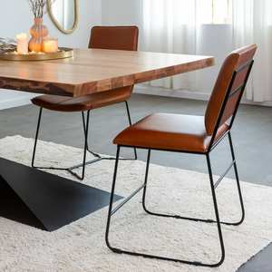 Silla Vandana Vertex Orion de cuero marrón y metal negro (juego de 2) - Product Image 1