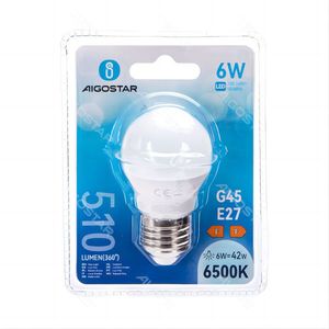 Lampadina a LED Aigostar G45 E27 6W 6500K bianco freddo 510Lm a risparmio energetico - Product Image 1