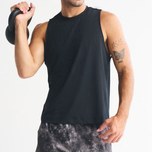 Débardeur noir sans manches pour homme, col rond, couleur unie, respirant, tricoté, décontracté, pour la salle de sport, la remise en forme et l'entraînement - Product Image 1