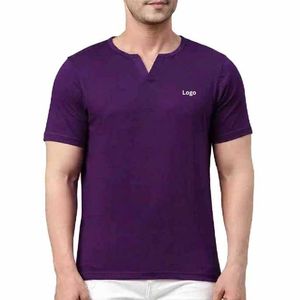 Camisetas Personalizadas de Alta Calidad 100% Algodón de Manga Corta para Hombre, Lisas, de Secado Rápido, Transpirables, Cuello en V, Servicio OEM - Product Image 4