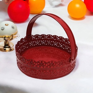 Round Shape <b>Gold</b> Color High Selling <b>Basket</b> With Handle Greatest Quality Metal Wedding and Birthday Gifting <b>Basket</b> - Product Image 6