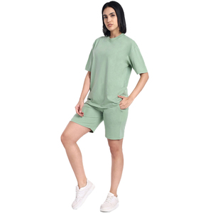 Wholesale Women T Shirt and Shorts <b>Set</b> Custom Logo Summer Two <b>Piece</b> Casual Sportswear Gym Workout Fitness Athletic Streetwear - Product Image 3