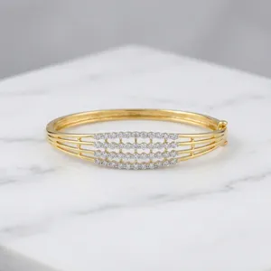 Bracelet jonc en forme de couronne traditionnelle indienne en zircon américain, plaqué or, bijoux de mode pour femmes, vente en gros pour mariages et fêtes, ODM - Product Image 3