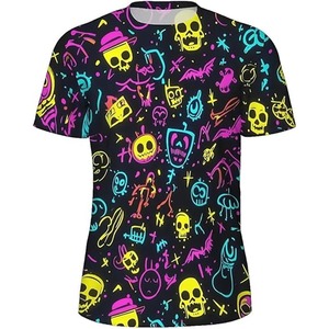 T-shirt basique pour homme en coton coloré à manches courtes / sans col, motif imprimé, technique OEM, origine du Vietnam - Product Image 4