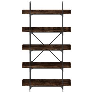 Bibliothèque en bois d'ingénierie chêne fumé avec pieds métalliques réglables en hauteur - Product Image 4