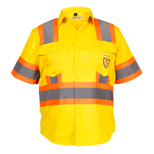 Premium Class 3 Hi Vis Camisa DE SEGURIDAD Media manga 65% C35 % N 6 oz Amarillo brillante (mediano) - Product Image 1