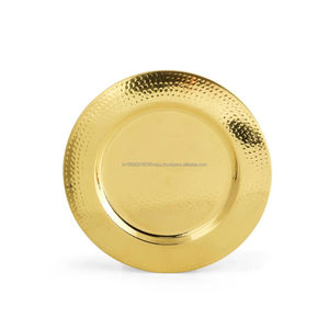 Handcrafted 12 Inch Brass Hammered Charger Serving Plate Indian Artisan Dinnerware for Home and Restaurant Use - Product Image 1
