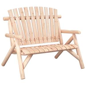 Banc de jardin ergonomique de taille moyenne en bois d'épinette massif naturel, mobilier de patio - Product Image 2