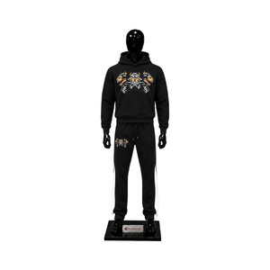 Conjunto Deportivo Personalizado con Sudadera con Capucha y Pantalones Jogger con Estampado Gráfico Negro para Hombre, Ropa Deportiva Casual al por Mayor - Product Image 1