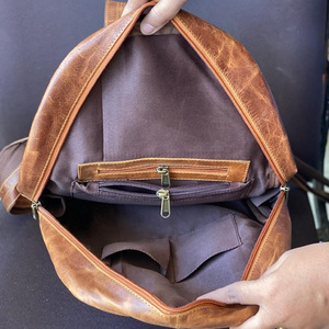 กระเป๋าเป้สะพายหลังหนังสีน้ำตาลสไตล์วินเทจแบบใหม่กระเป๋าสะพายหลังสำหรับเดินทางกระเป๋าหนังสำนักงานความจุขนาดใหญ่กระเป๋าเดินทางสำหรับผู้ชายและผู้หญิง - Product Image 6