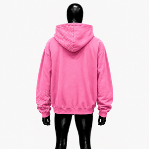 Sudadera con capucha rosa con estampado de estrella, estilo oversize, streetwear unisex, vintage, con efecto desgastado, cremallera completa, informal. - Product Image 2
