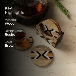 Premium Hardwood Drink Coaster Set Rustic Wooden <b>Cup</b> <b>Mats</b> for Hotel and Bar Decor at cheapest prices - Product Image 4