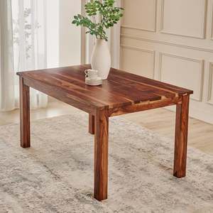 Modern Solid Teak <b>Wooden</b> Rectangle <b>Dining</b> <b>Table</b> <b>Rustic</b> Design Stable Home Furniture 4 Seater - Product Image 1