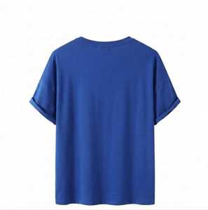 T-shirt en coton bleu roi pour homme, manches courtes, col rond, coupe classique vintage, respirant, séchage rapide, 240g - Product Image 2
