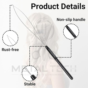 Colorful Extension Threading Loop Needle Micro Bead Wire <b>Puller</b> Feather Installation Hook Hairdressing Tools Trade - Product Image 3