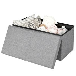 Panca Contenitore Pieghevole in Tessuto con Seduta Quadrata Sollevabile per Camera da Letto e Hotel - Product Image 4