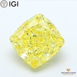 CVD Lab Grown Diamond 6.00 Carat with IGI Certified <b>Square</b> Cushion Cut VS1 Clarity Fancy Vivid Yellow Color for Trendy Ring - Product Image 1