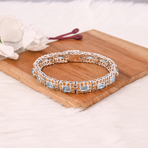 Luxury <b>Gemstone</b> <b>Bracelet</b> Featuring Natural Blue Topaz and Citrine in 925 Sterling Silver Fashions Jewelry for Unisex - Product Image 1