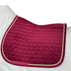Tapis de selle en velours polyester pour dressage, matelassé en V et losanges, avec garniture en strass, durable, coussin équestre de luxe pour concours d'équitation - Product Image 2