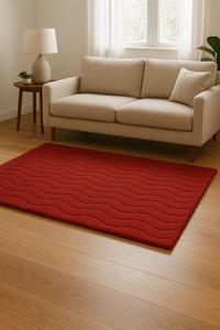 100% Premium Wool Handcrafted 3D Wave Pattern Rug red color Modern Style Handloom Design Wool Rug <b>Sets</b> for Home and Picnic Use - Product Image 1