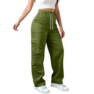 Pantalon cargo taille haute décontracté pour femme, coupe ample, style streetwear, vêtement de mode, vente en gros - Product Image 3
