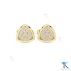 Lab Grown Diamond Geometric Shield <b>Stud</b> Earrings Pave Cluster 14K 18K Solid Gold Fine Women Jewelry Bridal Anniversary Gift - Product Image 4