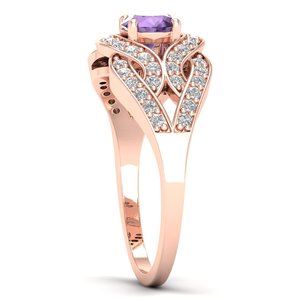 Bagues de fiançailles REYES en or massif 14 carats avec améthyste et moissanite pour femmes, nouveau design, bijoux fins, best-seller - Product Image 3