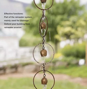 ระบบระบายน้ำฝนแบบโซ่ระฆังโลหะตกแต่งสวนภายนอกพร้อมดีไซน์วงแหวน - Product Image 6