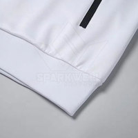 Survêtement blanc pour homme, manches longues, fermeture éclair sur le devant, poche, style sportif, respirant, polyester, coupe classique, vêtement de printemps
