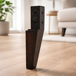 Pied de canapé traditionnel incliné en bois massif avec plaque métallique, support robuste, qualité supérieure, pièce de rechange pour mobilier de salon - Product Image 1