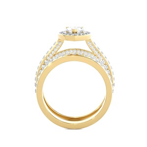 Anillo de Compromiso con Diamante Cultivado en Laboratorio, Corte Pera, 2.5CT, Oro Amarillo, con Halo, Anillo de Boda, Venta al Por Mayor - Product Image 2