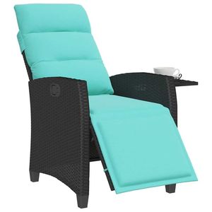 Sedia da giardino reclinabile in polyrattan nero, edizione standard - Product Image 4