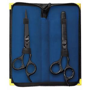 Professional Stainless Steel Sharp Hair Salon Scissors Set with <b>Thinning</b> Shears and Straight Cut Scissors in Blue Carry Case - Product Image 1