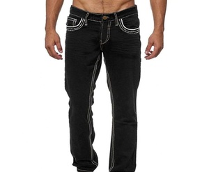 Pantalones vaqueros ajustados de moda, pantalones de mezclilla con cierre de cremallera, pantalones azules elásticos de diseñador, pantalones de mezclilla transpirables de Cumbre Sports - Product Image 3
