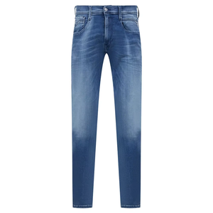 Men's Straight Fit Stonewashed Blue <b>Jeans</b> High <b>Waist</b> Button Fly Casual Cotton Pants Autumn Wear - Product Image 1