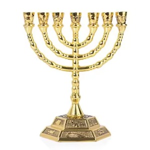 Candélabre en métal à 9 bras, finition haut de gamme, pour table, élégant, porte-bougies Menorah, accent décoratif - Product Image 2