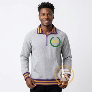 Sudadera de Hombre con Ribete Amarillo, Logotipo Bordado, Bolsillo Delantero, Corte Regular, Informal, para Invierno, 100% Algodón, Secado Rápido - Product Image 1