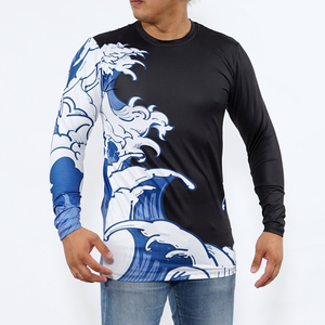 Rohzen Sports OEM High Quality Long Sleeve Rash Guard UPF50+ Swimming Wear Adults Spandex/Polyester <b>Compression</b> Fabric Custom - Product Image 4