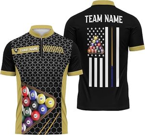 Uniforme Personalizado de Billar con Media Cremallera y Diseño de Bola 8 para Equipos - Product Image 2