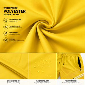 Shorts de plage jaunes pour hommes, séchage rapide, personnalisés |   Maillots de bain sublimés |   Maillot de bain léger en polyester avec poche zippée - Product Image 5