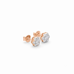Pendientes de Oro Sólido de 10K, 14K, 18K con Diamantes Cultivados en Laboratorio, Diseño Elegante de Flor con Racimo de Diamantes, Certificados por IGI, Joyería Fina, Regalo de Aniversario - Product Image 2