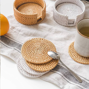 Sous-verres en rotin BOHO de qualité supérieure, tissés à la main, écologiques, best-sellers - Product Image 4