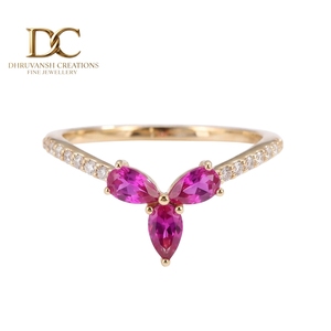 Bague en or massif 9 carats avec tourmaline rose cultivée en laboratoire et accent de diamant cultivé en laboratoire, bijoux fins pour femmes, fabricant - Product Image 1