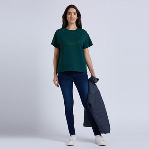 Camisetas de algodón 100% para mujer, estilo urbano, de alta calidad, con logo personalizado, color sólido, estampado, venta al por mayor, manga corta - Product Image 5