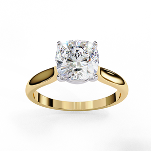 Anillo de Compromiso de Diseño con Diamante Cultivado en Laboratorio de 2.5 CT, Corte Cojín, Oro Amarillo de 14K, Certificado IGI, Regalos de Aniversario y Boda - Product Image 3